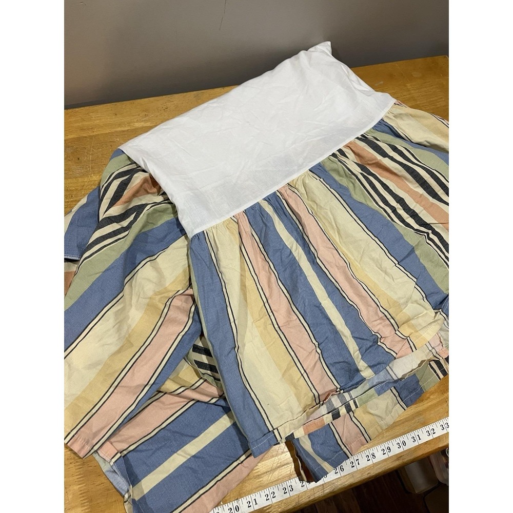 Chaps Ralph Lauren Coral Sands Blue Green Striped King Bedskirt 15" Drop